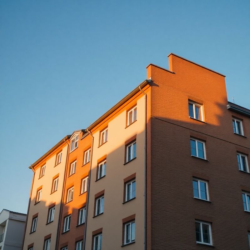 Fasada wrocławskiej kamienicy o złotej godzinie