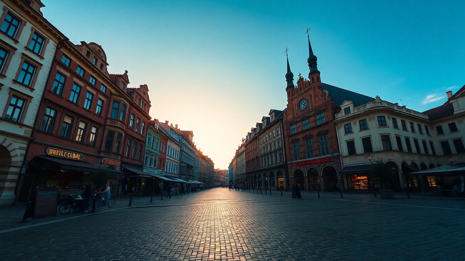 Wrocławski Rynek o złotej godzinie z historycznymi kamienicami